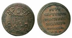 World Coins - VATICAN.Pope Pius VII AD 1800-1823.AE.Quattrino. MDCCCXVI (1816) .ANNO XVII ( 1817 ).