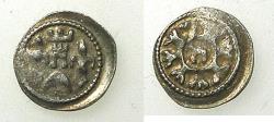 Ancient Coins - HUNGARY.Bela IV AD 1235-1270.AR.Obol.Struck at a mint in Croatia. Reverse Hebrew letter Chet