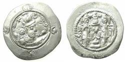 Ancient Coins - SASANIAN.Hormazd ( Ohrmazd ) IV AD 579-590.AR.Drachm. Regnal year 10 ( AD 588 ). mint BYS ( Bishapur, Fars).