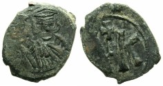 Ancient Coins - BYZANTINE EMPIRE.SICILY.Leo V The Armenian AD 813-820, with Constantine associate ruler from AD.813.AE.Follis.Mint of SYRACUSE. 