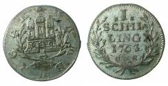 World Coins - GERMANY.HAMBURG.Free city.Billon. 1 Schilling 1763.ONK