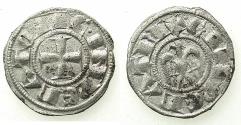 World Coins - SICILY.MESSINA OR PALERMO.Henry VI and Constance AD 1194-1197.Billon Denaro.