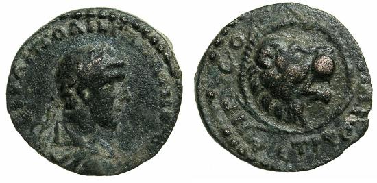 Ancient Coins - PONTUS.NEOCAESAREA.(CABEIRA).Gallienus AD 253-28.AE.Struck AD 262/63. Roaring lion head. Very Rare.Possibly unpublished?