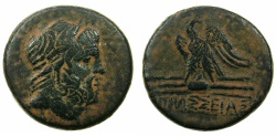 Ancient Coins - PONTUS.AMASEIA.Circa 100-85 BC. AE.28.8mm.~~~Bust of Zeus.~#~.Eagle on thunderbolt.
