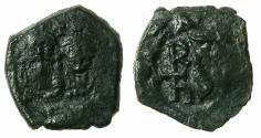 Ancient Coins - BYZANTINE EMPIRE.SICILY.Heraclius AD 610-641.AE.Follis.Countermarked at the mint of SYRACUSE.
