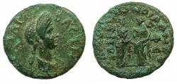 Ancient Coins - IONIA.Alliance coinage: EPHESUS and SMYRNA.Domitia, wife of Domitian, Augusta AD 82-96.AE.20.5mm. Struck Circa AD 91-95, under Caesennius Paetus Proconsul.