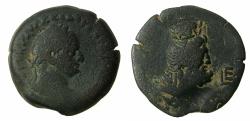 Ancient Coins - EGYPT.ALEXANDRIA.Vespasian AD 69-78.AE.Diobol.Stuck AD 72/73. Bust of Serapis.