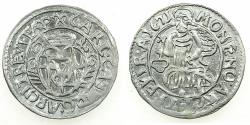World Coins - GERMANY.TRIER.Archdiocese. Karl Casper von der Leyen AD 1652-1676.AR.Petermenger ( 1 Albus ) 1671.Arabic numerials.