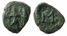 Ancient Coins - BYZANTINE EMPIRE.Heraclius AD 610-641.AE.Follis. struck AD 629/30.Mint of CONSTANTINOPLE. Arabic counter reading ' Halab '?