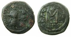 Ancient Coins - BYZANTINE EMPIRE.Heraclius AD 610-641.AE.Follis.struck circa AD 614/15.Mint of NIKOMEDIA.