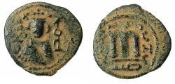Ancient Coins - ARAB BYZANTINE.Umayyad Caliphate.Anonymous 7th cent AD.AE.Fals. Mint of HIMS ( Emessa ). Facing imperial bust.