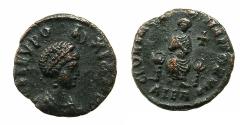 Ancient Coins - ROMAN.Aelia Eudoxia, wife of Arcadius  Augusta AD 9th Jan. 400-6th Oct.404.AE.16.3mm. Mint of Alexandria.