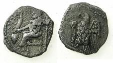 Ancient Coins - CILICIA.Uncertain.Circa 4th cent BC.AR.Hemi obol. Baal enthroned.Reverse. Eagle.