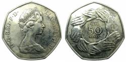 World Coins - UNITED KINGDOM.Elizabeth II.CN.Proof.50 Pence.1973.Accession to the European Economic Community.