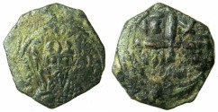 World Coins - CRUSADER STATES.ANTIOCH.Tancred AD 1104-1112.AE.Follis.2nd Type.~~~Facing bust of Tancred holding naked sword.