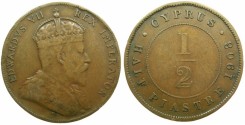 World Coins - CYPRUS.Edward VII.AR.1/2 Piastre 1908.Lettered edge?