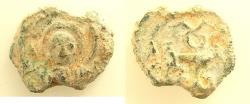 Ancient Coins - BYZANTINE EMPIRE.9th-10th Cent AD? Lead seal.17mm. Bust of Christ / momogram.