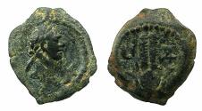 Ancient Coins - EGYPT.ALEXANDRIA.Trajan AD 98-117. AE.Dichalkon, AD 113/114. Anepigraphic issue.Reverse. Headdress of Isis.