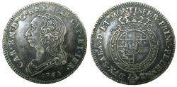 World Coins - ITALY.SARDINIA.Carlo Emanuele III 1730-1773.AR.Quarto de Scudo.1765.Mint of TURIN.