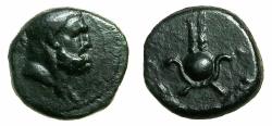 Ancient Coins - THRACE.PERINTHOS.Pseudo autonomous 1st cent AD.AE.15.8mm. Herakles. Headdress of Isis.