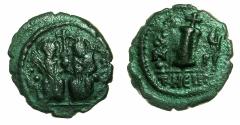 Ancient Coins - BYZANTINE EMPIRE.Justin II AD 565-578.AE.Pentanummium.Mint of Theoupolis ( Antioch).struck AD 572/73.