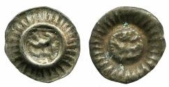 World Coins - GERMANY.LUNEBURG.Anonymous issue.AR.'Bracteate' Pfenning. Rampant lion within shield.
