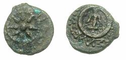 Ancient Coins - JUDAEA.Alexander Jannaeus ( Yehonatan ) 104-76 BC.AE.Prutah. Mint of JERUSALEM. Hebrew legend omitted