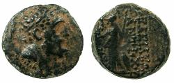Ancient Coins - SELEUCID EMPIRE.Antiochus IX 2nd reign circa 110/09-108/7 BC.AE.18.8mm. Bust of Herakles.~#~.Athena standing.
