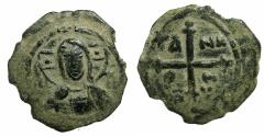 World Coins - CRUSADER STATES.Principality of ANTIOCH.Tancred AD 1104-1112.AE.Follis.4th type. Detailed features of Christ.