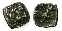 Ancient Coins - LYCANIA.LARANDA.Circa 324-323 BC.AR.Obol. Herakels. Reverse.Forepart of Wolf.