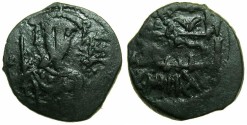 Ancient Coins - SELJUKS OF RUM.Kaykhasraw I, 1st reign 588-592H ( AD 1192-1196 ).AE.Fals.~~~Byzantine Imperial bust.