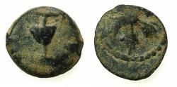 Ancient Coins - JUDAEA.Caesarea Maritima.Legionary Token currency.AE.Minima. After Prutah of the Jewish War AD 66-70.