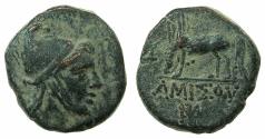 Ancient Coins - PONTUS.AMISUS.Mithradates VI The Great circa 120-63BC.AE.23.1mm.Mithradates in the guise of Persus.~#~.Pegasus drinking.