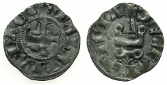 World Coins - CRUSADER.Principality of ACHAIA.Mahault of Hainault AD 1316-1321.Bi.Denier.Type MA1c.