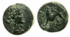 Ancient Coins - LYDIA.SARDES.Circa 2nd - 1st Cent.BC.AE.15.9mm. Panther with broken spear in mouth.