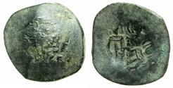 Ancient Coins - BYZANTINE EMPIRE.Alexius III Angelus-Comnenus AD 1195-1203.Billon.Aspron Trachy. Unusual double striking.