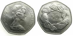 World Coins - UNITED KINGDOM.Elizabeth II 1952-2022.Copper-Nickel.50 Pence.1973. European Economic Union