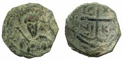 World Coins - CRUSADER STATES.Principality of Antioch.Tancred AD 1104-1112.AE.Follis.2nd type. Facing bust of Tancred.