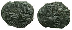 Ancient Coins - BYZANTINE EMPIRE.Constantine V AD 741-775 with associate Leo IV from AD 751.AE.Follis.Mint of SYRACUSE. Obverse without Akakia.