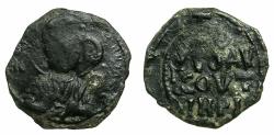 World Coins - CRUSADER STATES.ANTIOCH.Tancred AD 1104-1112.AE.Follis. 2nd type over 1st. Unusual mint strike error.