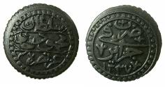 World Coins - OTTOMAN EMPIRE.ALGIRS.Mahmud II 1223-1252H ( AD 1808-1839 ).AE.5 Aspers 1237.Jaza'ir