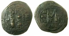 Ancient Coins - BYZANTINE EMPIRE.Heraclius AD 610-641.AE.Follis.CONSTANTINOPLE mint. overstrike.