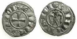 World Coins - SICILY.MESSINA OR PALERMO.Henry VI and Constance AD 1194-1197.Billon Denaro.Type.4.