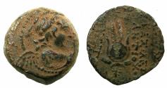 Ancient Coins - SELEUCID EMPIRE.Antiochus VII Euergetes-Sidetes 138-129 BC.AE.17.Mint of ANTIOCH. Obverse.Winged bust of Eros.