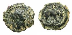 Ancient Coins - EGYPT.ALEXANDRIA.Trajan AD 98-117. Anepigraphic issue.AE.Dichalkon.stuck AD 113/114. Rhinoceros