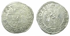 World Coins - GERMANY.TRIER.Archdiocese. Johann Hugo von Orsbeck AD 1676-1711.AR.Petermenger ( 1 Albus ) 1681.Arabic numerials.