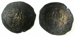 Ancient Coins - BYZANTINE EMPIRE.John II Comnenus AD 1118-1143.Billon.Aspron Trachy.Mint of THESSALONIKI.