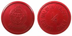 World Coins - UNITED KINGDOM.Mililary. N.A.A.F.I. Red Plastic token circa 1956-1957. 1/4 Piastre for use in EGYPT.