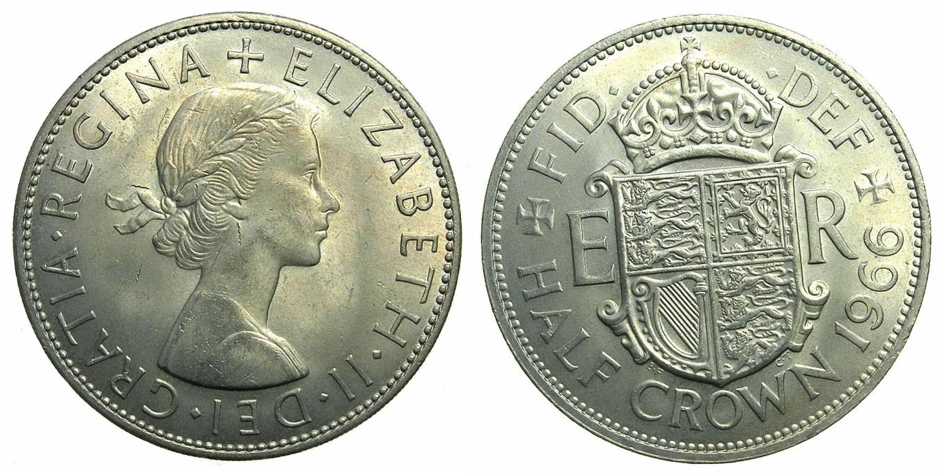 UNITED KINGDOM.Elizabeth II 1952-2022.Cupro-Nickel.Half Crown.1963.