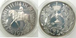World Coins - GREAT BRITAIN.Elizabeth II 1952-.AR.Silver Proof crown.1977.Silver jubilee Commemoration